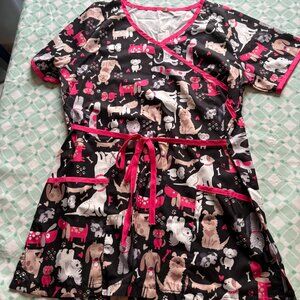 3 womens size small silky scrub tops